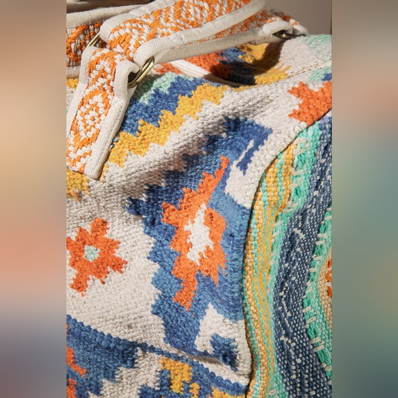 Boho Chic Travel Bag - Navajo Southwest Inspired Design - Handmade Fine Cotton - Picture 8 of 10